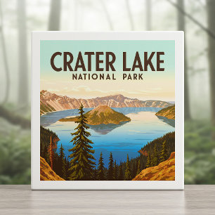 Vintage Crater Lake National Park Tile