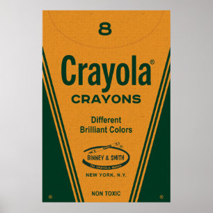 Vintage Crayon Box Wall Art – Retro Color Typograp