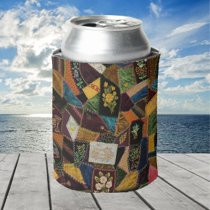 Vintage Crazy Quilt Can Cooler