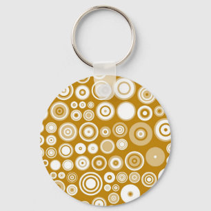 Vintage Cream and white Fifties Abstract Art Keychain