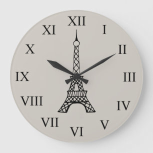 Vintage Cream Eiffel Tower Paris Wall Clock