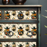 Vintage Cream Floral Beetle Decoupage Upcycling Tissue Paper<br><div class="desc">This vintage floral beetle design on a cream background combines 1920s art deco influences with delicate floral details. The charming beetle motif is ideal for shabby chic decor, scrapbooking, and upcycling projects. Its elegant design is perfect for adding distinctive touches to furniture, crafts, or boho-style accents. Whether you're restoring antique...</div>