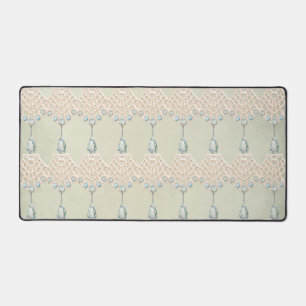 Vintage cream lace teal rhinestone victorian desk mat