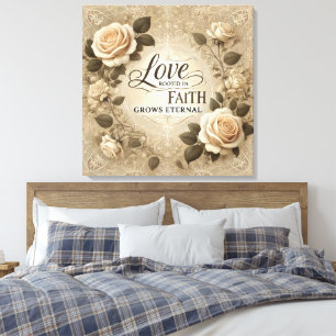Vintage cream roses AI art Canvas Print
