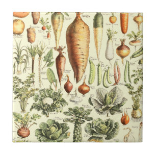 Vintage Cream Vegetables Pattern Tile