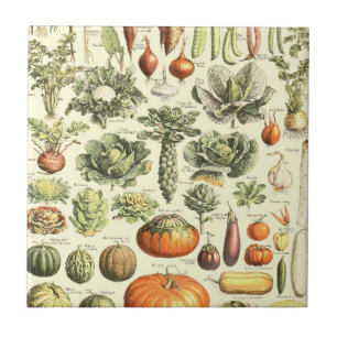 Vintage Cream Vegetables Pattern Tile