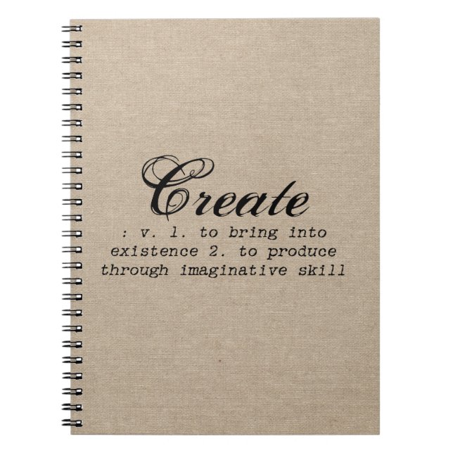 Vintage create definition rustic girly chic brown notebook (Front)