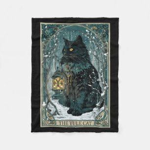 Vintage Creepmas The Yule Cat Tarot Card Dark Chri Fleece Blanket