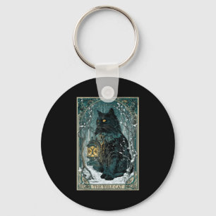 Vintage Creepmas The Yule Cat Tarot Card Dark Chri Keychain