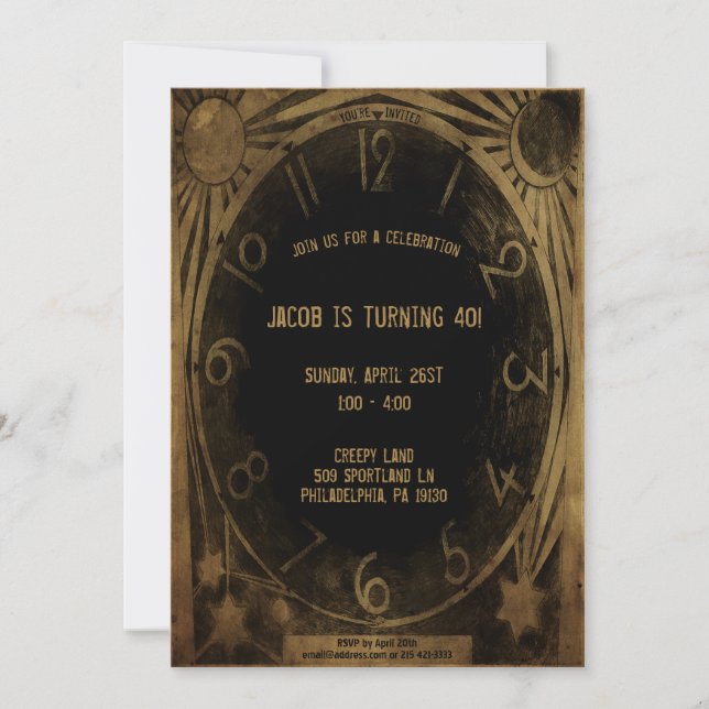 Vintage Creepy Clock Customizable Party Invitation (Front)