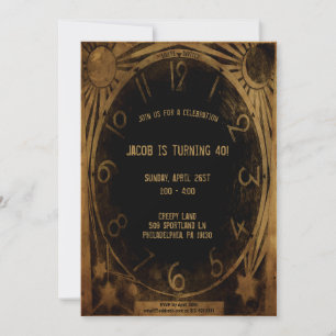 Vintage Creepy Clock Customizable Party Invitation