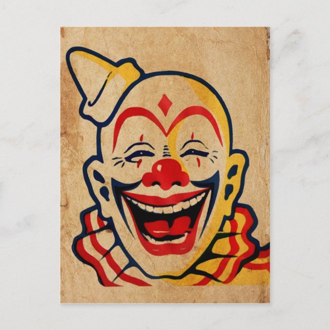 Vintage Creepy Clown Face Postcard (Front)
