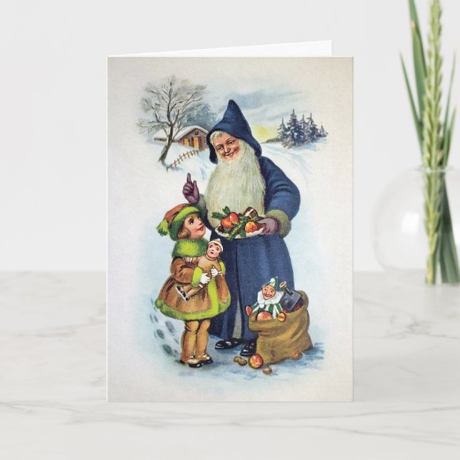 Vintage Creepy German Santa Christmas Card (Front)