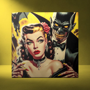 Vintage Creepy Girl Tile