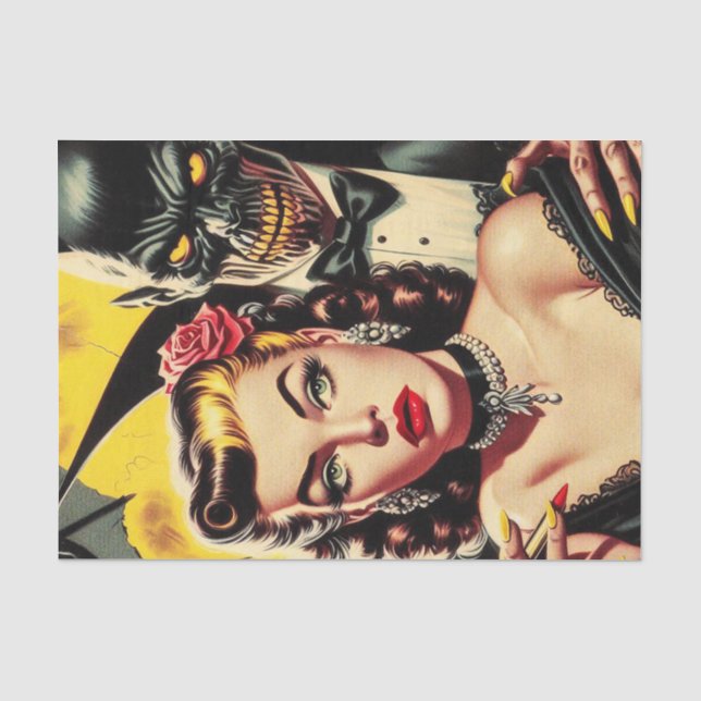 Vintage Creepy Girl Tissue Paper (Front)