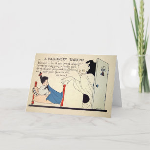 Vintage Creepy Halloween Warning Card   
