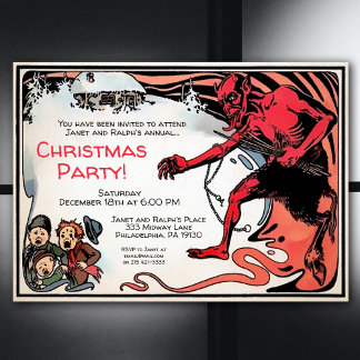 Vintage Creepy Krampus Customizable Invitation