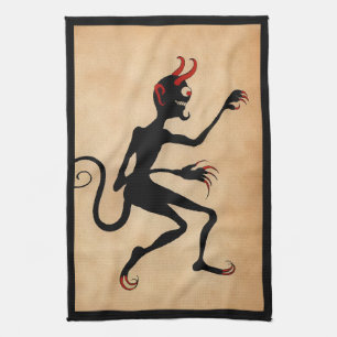 Vintage Creepy Krampus Kitchen Towel