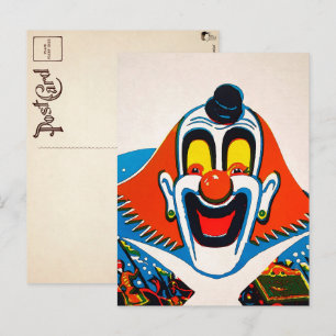Vintage Creepy Odd Clown Postcard