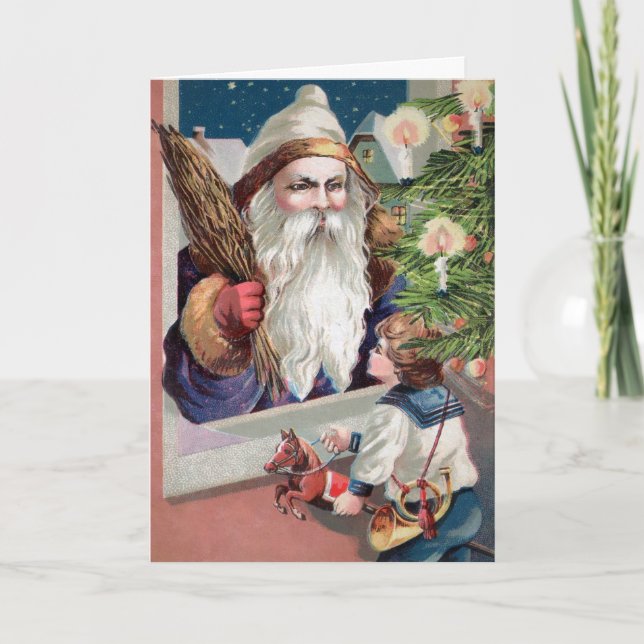 Vintage Creepy Santa Holiday Card (Front)