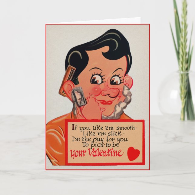 Vintage Creepy Shave Valentine's Day Card (Front)