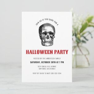 Vintage Creepy Skull Adult Halloween Costume Party Invitation