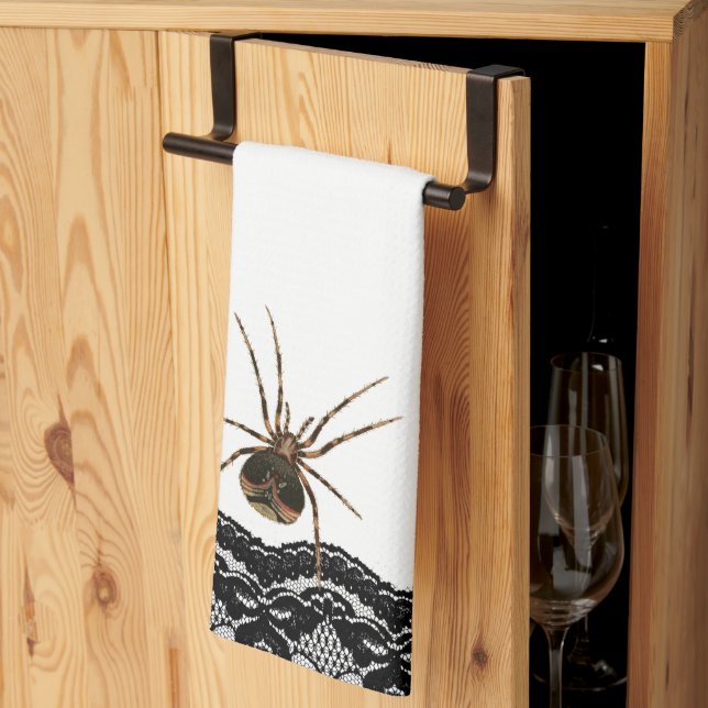 Vintage Creepy Spider Lace Gothic Halloween  Kitchen Towel (Thirds Fold)