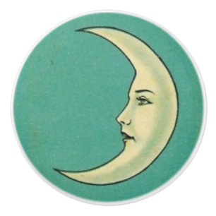 Vintage crescent moon ceramic knob