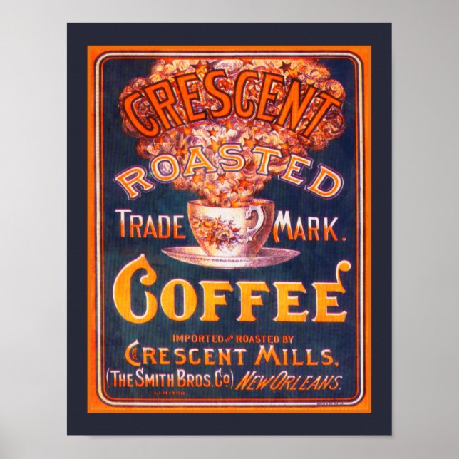 Vintage Crescent Roasted Coffee Ad Poster (Front)
