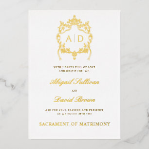 Vintage Crest Catholic Wedding Gold