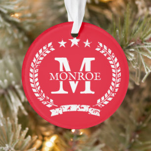 Vintage crest custom family name photo Christmas Ornament
