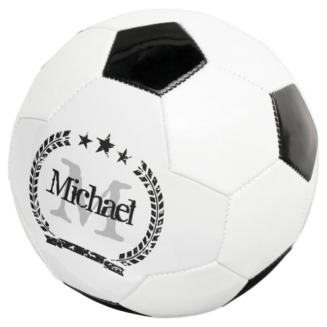 Vintage crest custom name monogram soccer ball (Three Quarter)
