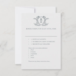 Vintage Crest Regency Wedding RSVP Card