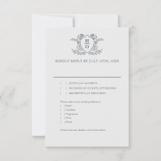 Vintage Crest Regency Wedding RSVP Card
