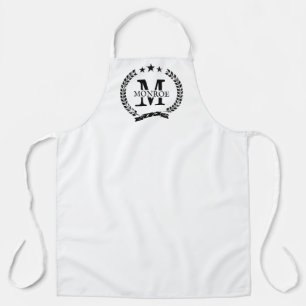 Vintage crest typography custom monogram large BBQ Apron