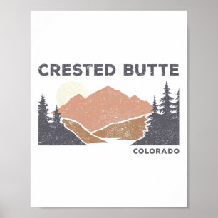 Vintage Crested Butte Retro Colorado Hiking Souven Poster