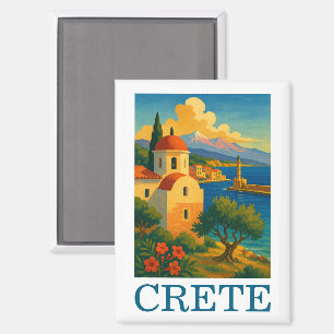 Vintage Crete Greece Island Artwork Travel  Magnet