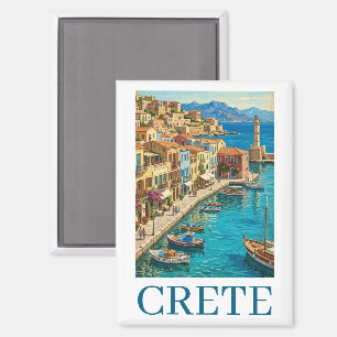 Vintage Crete Greece Mediterranean Travel Scenery Magnet
