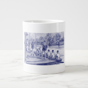 Vintage Crew Rowers in boat at the dock Large Coffee Mug