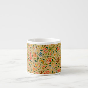 Vintage Crewel Animal Embroidery: Antique Tapestry Espresso Cup