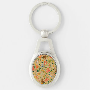 Vintage Crewel Animal Embroidery: Antique Tapestry Keychain