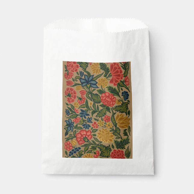 Vintage Crewel Floral Embroidery Pattern Favour Bag (Front)