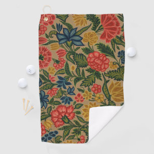 Vintage Crewel Floral Embroidery Pattern Golf Towel
