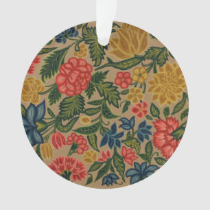 Vintage Crewel Floral Embroidery Pattern Ornament