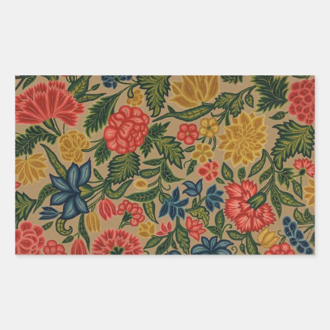 Vintage Crewel Floral Embroidery Pattern Sticker (Front)