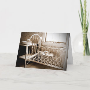 Vintage Crib Greeting Card, Blank Inside Card