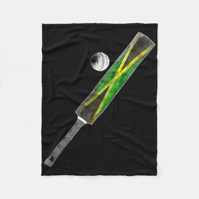 Vintage Cricket Jamaica Flag Jamaican Pride  Fleece Blanket (Front)