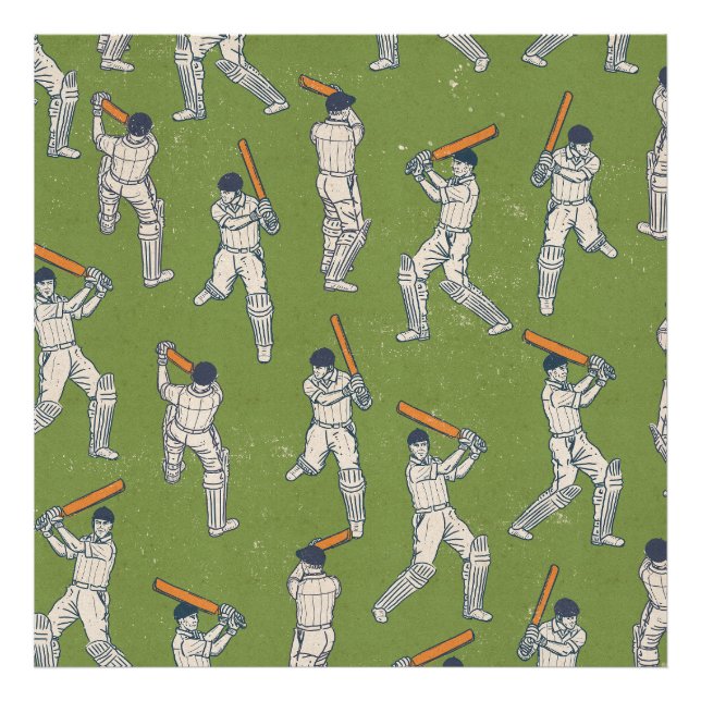 Vintage Cricket pattern Photo Print (Front)