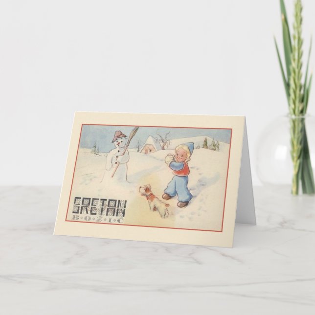 Vintage Croatian Sretan Božić Christmas Card (Front)