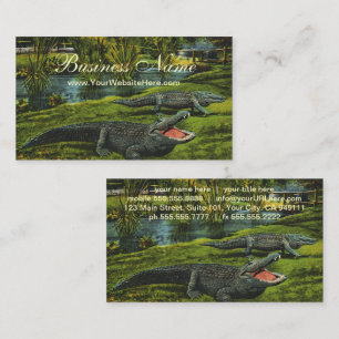 Vintage Crocodiles, Marine Life Reptiles Animals Business Card